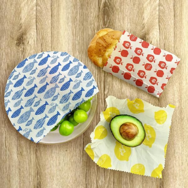 Beeswax Wraps for Food, Reusable Beeswax Wraps 9 Pack, Beeswax Wrap/Fish Apple Lemon - Image 7