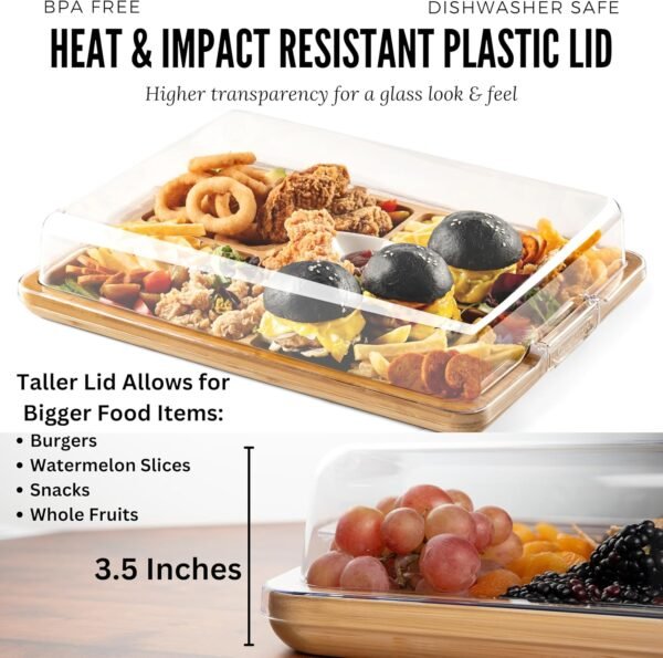 Cover&Board 2-in-1 Charcuterie Board with Lid and Cutting Board - Versatile Bamboo Cutting Board & Travel Charcuterie Board with Lid - Cheese Board - Large 12x16 Charcuterie Boards with Lid - Image 4