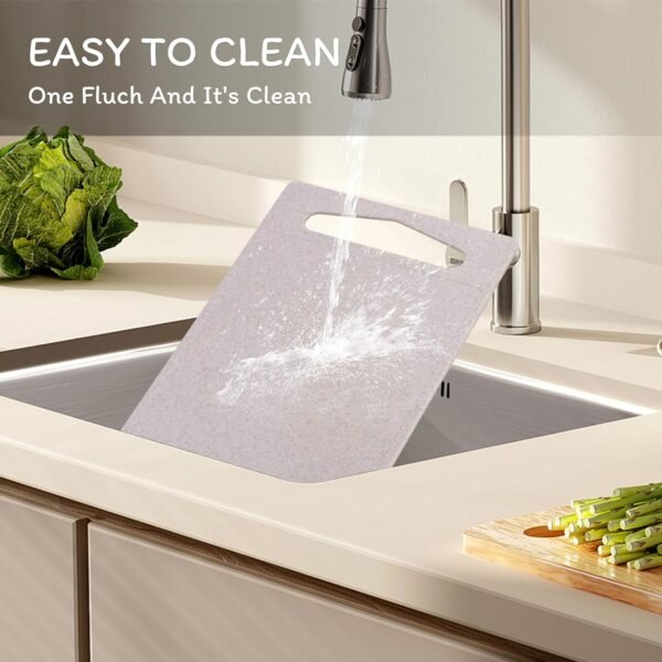 Cutting Board for Kitchen, Wheat Straw Fiber Cutting Board, Dish Washer Safe, w/Juice Grooves for Meat, Veggies,Easy Grip Handle, Non-slip Surface,Eco-friendly,Serveware Accessories(11.8‘x7.3‘) - Image 5