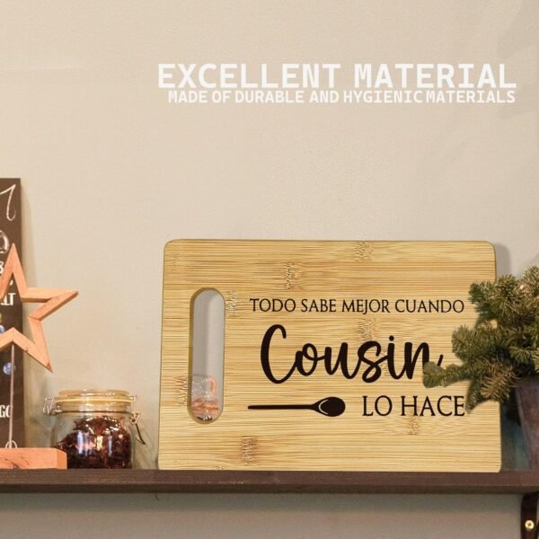 Cousins Gifts Cutting Boards for Kitchen, Cousin Sister Bamboo Cutting Board, Todo Sabe Mejor Cuando Abuelo Lo Hace Spanish Cousin Decorative Cutting Board Gifts for Cousins Female - Image 2
