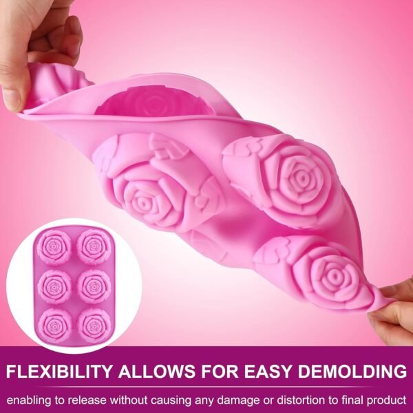 Rose Silicone Molds - 2 Pack Handmade Large Rose Flower Soap Mold - Food Grade DIY Bar Mould for 3D Soap, Mousse, Muffin, Cake, Chocolate, Jelly, Resin, Candle - Just Pop Out & Dishwasher Safe - Image 5