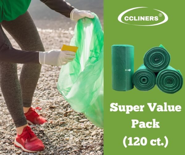 Tall Kitchen Biodegradable Trash Bags 13 Gallon (120 Bags) Eco-friendly Medium Green Garbage Bag 55 Liter Landfill-Friendly Can Liners Portable Camping Toilet Bags Made With epi (120 count) - Image 7