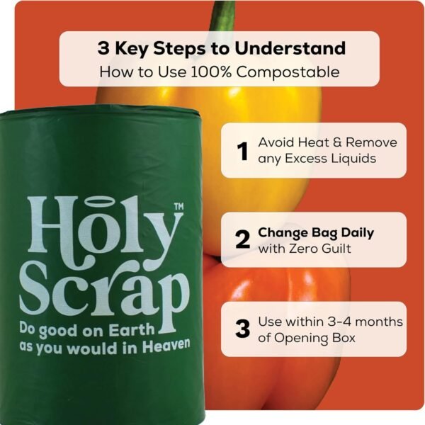 Medium Compostable Trash Bags - 6-8 Gallon, 50 Pack | Odorless, Plastic-Free & Decomposing Kitchen, Bathroom & Countertop Garbage Bags & Liners | Thick Bin Bags for Green & Food Waste - Image 4