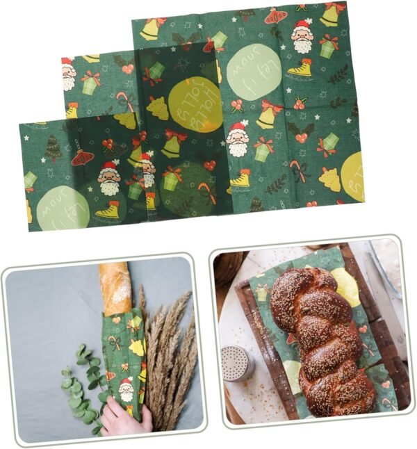 Didiseaon 3pcs Beeswax Wrap Packing Paper Organic Beeswax Cloth Kitchen Beewax Wraps Cake Preservation Wraps Printing Beewax Wraps Reusable Beeswax Cloth Beeswax Flakes Food Cotton - Image 6