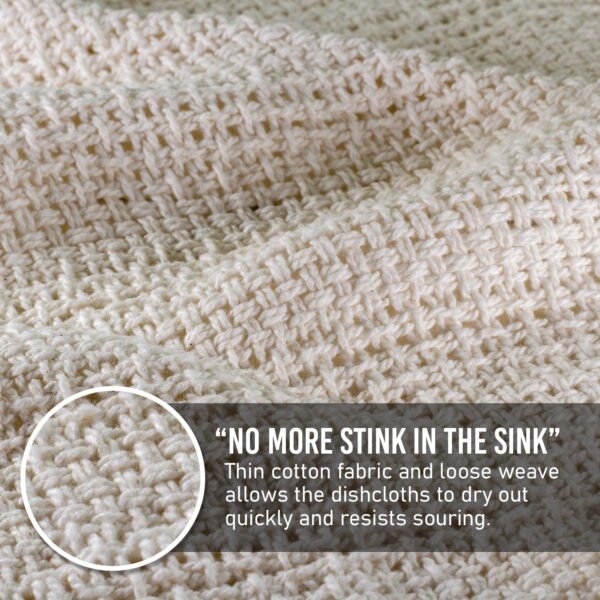 Old Fashion 100% Cotton Dishcloths - Set of 4 Mixed Colors - 4 Natural -11" x 11" - Image 2