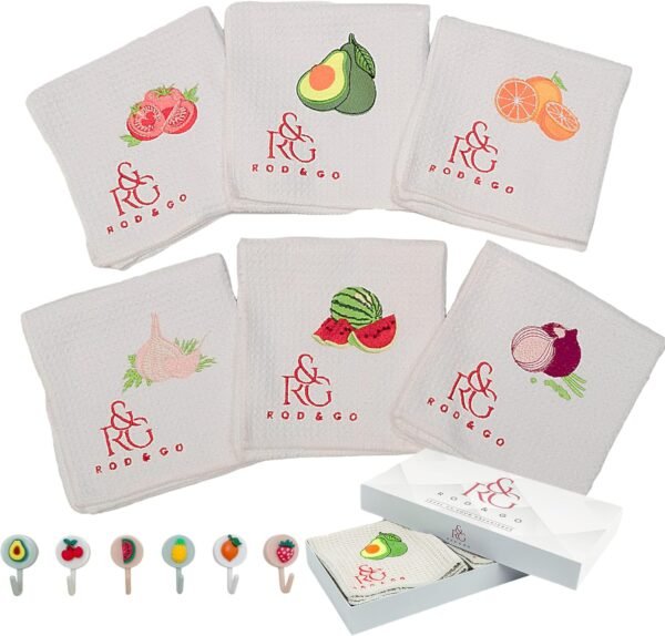 Rod & Go R&G Luxury Kitchen Towels Set - 12x12 in - Cotton Dish Towels for Kitchen Drying - Kitchen Towel Sets - Dish Towels for Drying Dishes - Dish Drying Towels - Gray Kitchen Towels Cotton