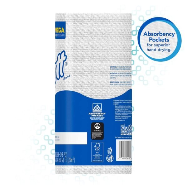 Scott Kitchen Paper Towels (41482) with Fast-Drying Absorbency Pockets, Perforated Standard Paper Towel Rolls, 128 Sheets / Roll, 20 Rolls / Case - Image 4