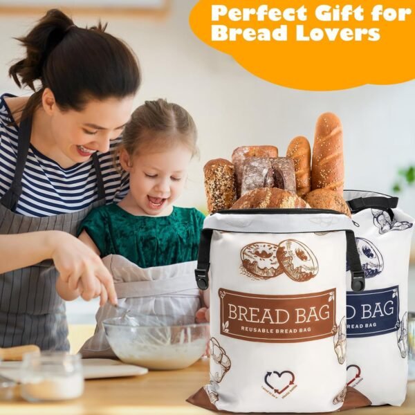 2 Pcs Bread Storage for Homemade Bread, Reusable Bread Bags Storage Bag With Zipper, Large Freezer Container to Keep Bread Fresh, Perfect Bread Making Accessories - Image 6