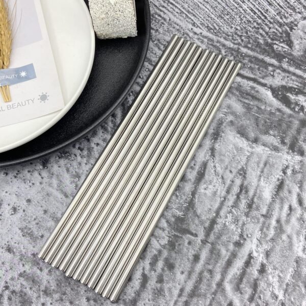 Reusable Metal Straw 50Pcs In Bulk.265mm Reusable Stainless Steel Straight Straws.NiceCaTeLe Drinking Straws Wholesale for 30 oz & 20 oz Tumblers Yeti Water Bottle(10.5" - Silver, 50pcs - Straight) - Image 3
