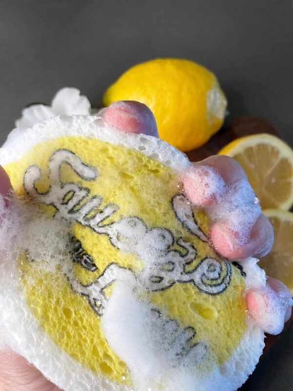 3Pack Lemon Dish Sponges | Squeeze The Day Fun Fruit Design | Cute Cellulose Compressed Kitchen Sponges |Natural & Biodegradable | Odor Resistant & None Scratch - Image 7