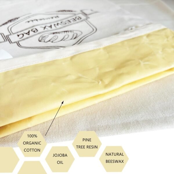 Beeswax Bread Bags for Sourdough - Reusable Bread Bags for Homemade Bread (2 Pack) - XL Cotton Beeswax Bag - Image 2