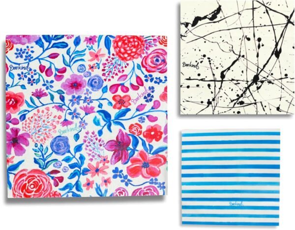 Bee Kind® Beeswax Food Wrap - 3 Pack (S,M,L) - Handmade in Canada - Handpainted Designs - Premium Quality (Liquorice) - Image 2
