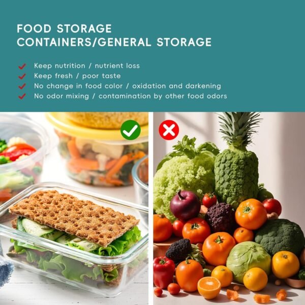 Airtight Glass Food Storage Containers with Lids, Glass Lunch Box, Leak-proof, BPA-Free, Microwave, Oven, Freezer, Dishwasher (5-Pack) (5-Pack) - Image 8