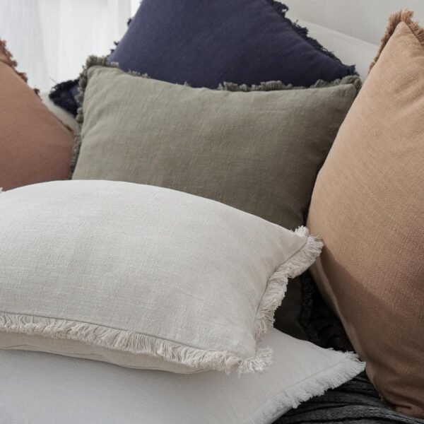 Foindtower Set of 2 Decorative Linen Fringe Throw Pillow Covers Cozy Boho Farmhouse Cushion Cover with Tassels Soft Accent Pillowcase for Couch Chair Sofa Bed Living Room Home Decor,18×18 Inch,Beige - Image 6