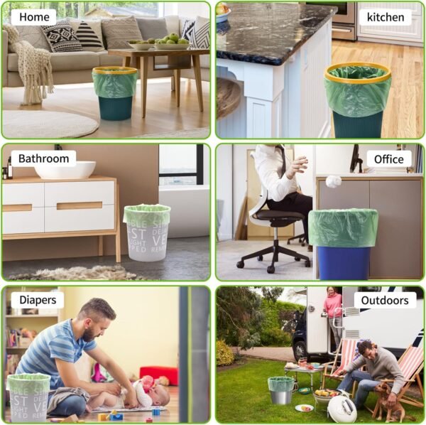 [200 Counts] 2.6 Gallon Biodegradable Trash Bags | Eco-Friendly, Unscented, 10L Small Size Bags for Bathroom Bedroom Office Kitchen Trash Can | Compostable Garbage Bag by EnvoWise - Image 6