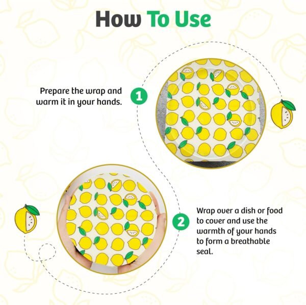 Beeswax Wraps for Food - Pack of 3 Food Wraps (S, M, L) with Green Versatile Mat | Biodegradable Bees Wax Wraps Reusable and Washable | Eco-Friendly & Plastic-Free Food Storage Beeswax Paper - Image 4