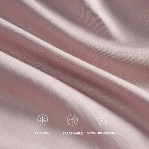 EVERGRACE Cotton TENCEL Sheets Queen Size 4 Piece Set, Silky Soft Cooling Bed Sheets, Luxury Organic Eucalyptus Lyocell Sheets with Deep Pocket, 1 Fitted Sheet, 1 Flat Sheet, 2 Pillowcases, Mauve Pink - Image 6