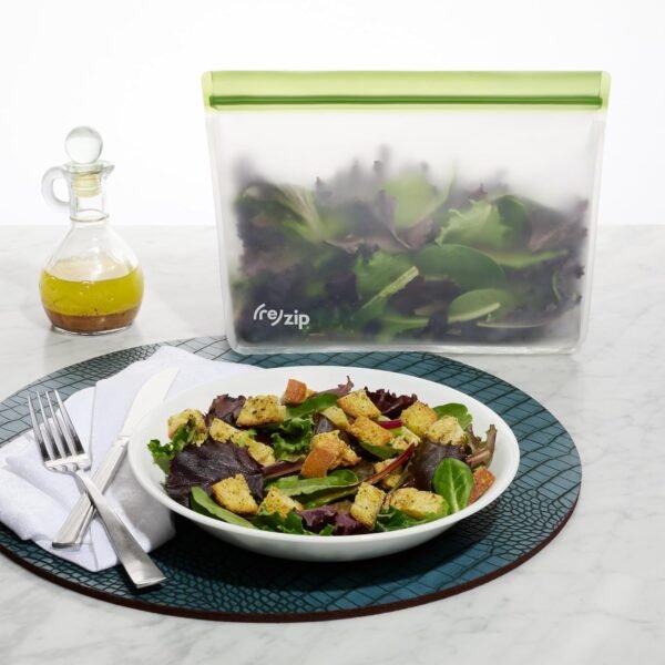 (re)zip Stand-Up Half Gallon Reusable Food Storage Bag | BPA-Free, Food Grade, Leakproof, Freezer and Dishwasher Safe | Sage - Image 2