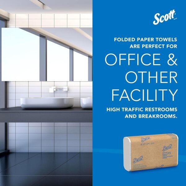 Scott® Multifold Narrow Width Paper Towels, Bulk (37490), with Absorbency Pockets, 8.0" x 9.4" sheets, White, Compact Case for Easy Storage (250 Sheets/Pack, 16 Packs/Case, 4,000 Sheets/Case) - Image 4