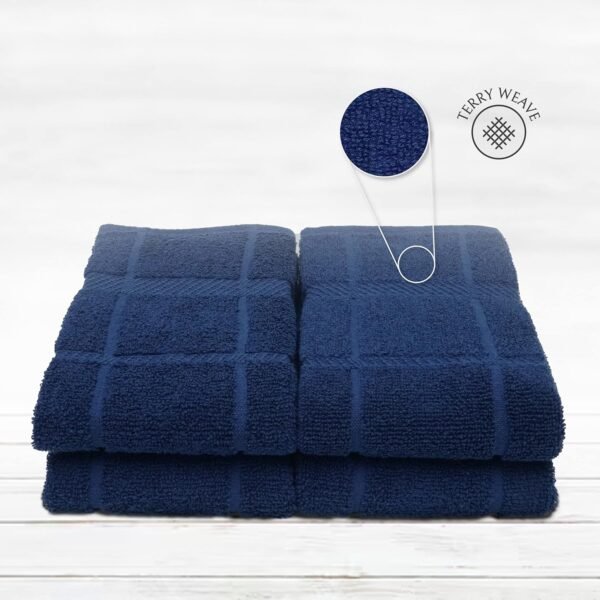 100% Cotton Terry Dish Towels for Kitchen, 4 Pack Plain, 16 x26 Inches, Super Soft and Absorbent Kitchen Towels, Perfect for Kitchen Cleaning and Dish Washing | Navy Blue - Image 3