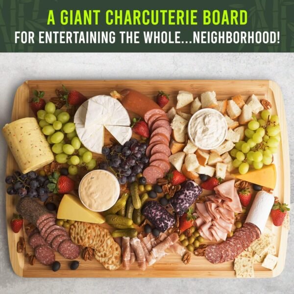 GREENER CHEF 30 Inch 3XL Extra Large Cutting Board with Lifetime Replacements - Oversized Bamboo Stove Top Cover Noodle Board - Wooden Meat Cutting Board - Turkey Carving Board - Charcuterie Board - Image 5