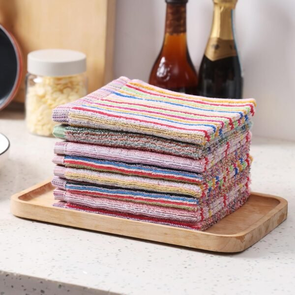 Oeleky Kitchen Dishcloths for Washing Dishes, Ultra Absorbent Dish Rags, Cotton Cleaning Cloths Pack of 8, 12x12 Inches (Mix-1, 12x12 inch) - Image 4
