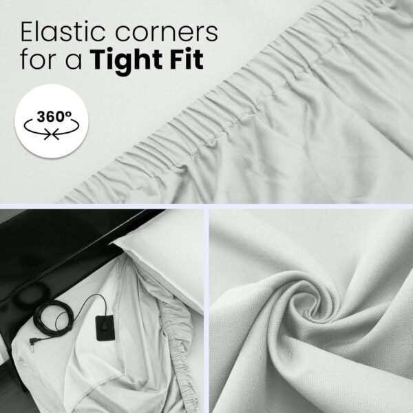 Hooga Grounding Sheet, Organic Fitted Grounded Sheet for Improved Sleep, Pain Relief - Earth Connected Bedding 60”x80”x15” Queen Size, Pure Silver Fiber and Cotton, Grounding Cord Included. Off White - Image 6