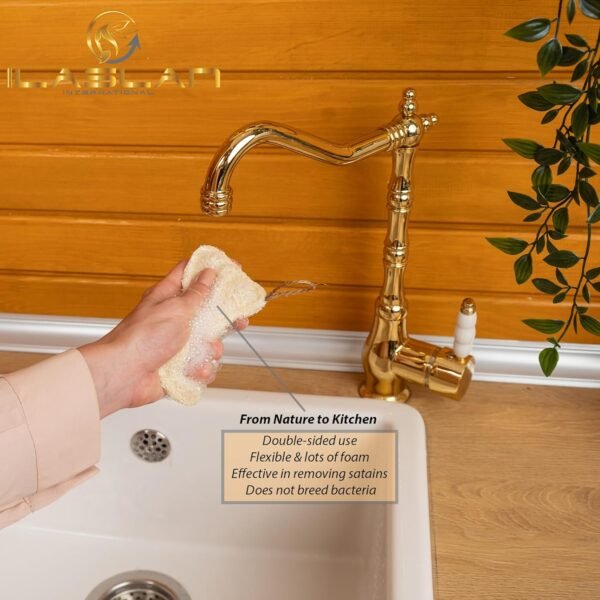 Natural Loofah Dish Sponge Scrubber | Eco-Friendly, Natural, Biodegradable and Reusable Dish Loofah Kitchen Sponge | 3 Count (1 Pack) - Image 3
