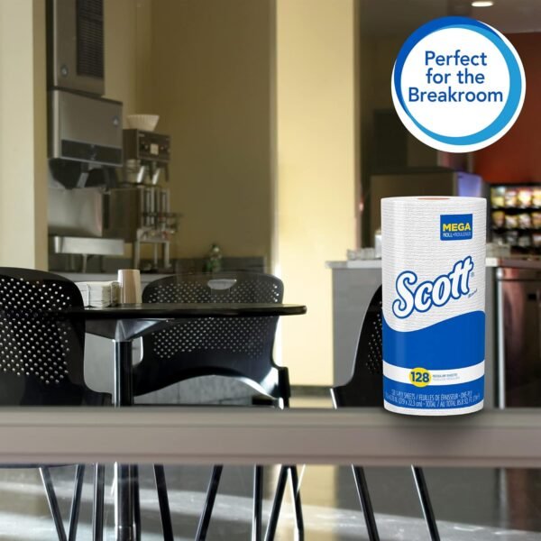 Scott Kitchen Paper Towels (41482) with Fast-Drying Absorbency Pockets, Perforated Standard Paper Towel Rolls, 128 Sheets / Roll, 20 Rolls / Case - Image 7