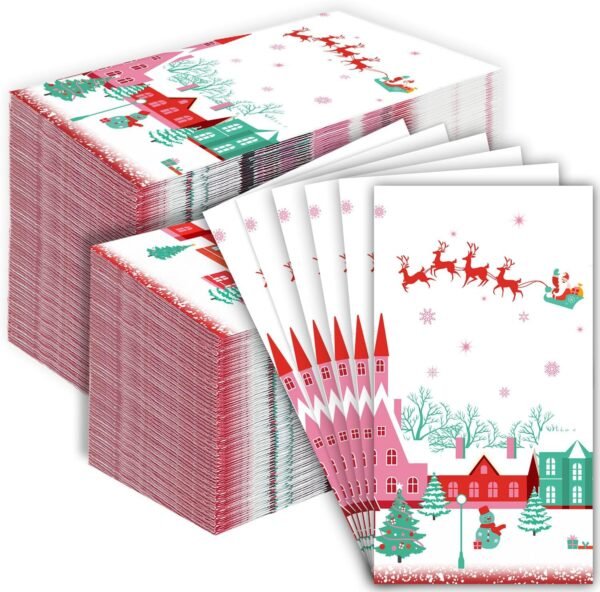 Vimorco Napkins Disposable Cloth Napkins, 200 Pack Guest Paper Towels, Cocktail Napkins Soft Absorbent Party Napkins Wedding Napkins for Kitchen, Dinners, New Year Party, Santa Claus Gift Snowman