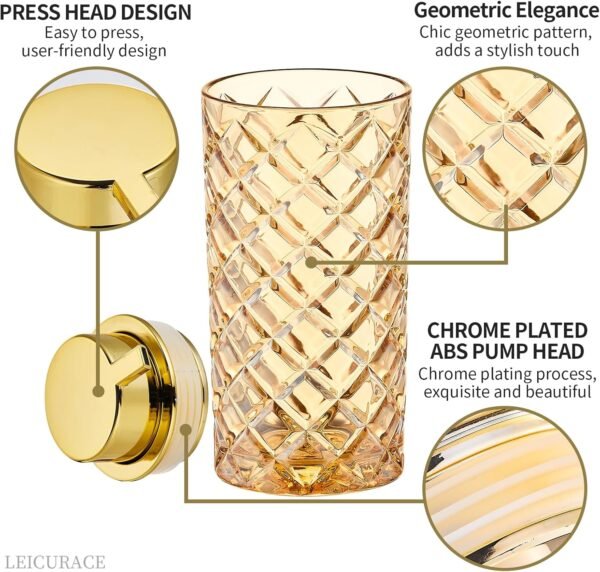 Glass Foam Soap Dispenser, Refillable Foaming Dispenser with Gold Pump, Foam Hand Soap Dispenser for Bathroom Kitchen, Modern Home Bathroom Decor （Foam Type/Clear） A35-1 - Image 2