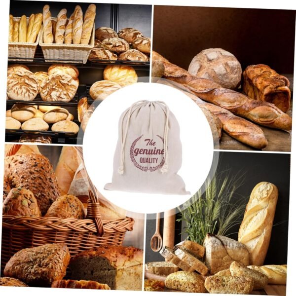 1pc Drawstring Bread Bag Linen Bread Bags Reusable Bread Bag Bread Storage Bag Unbleached Bread Bag Baguette Bread Grocery Bag Reusable Food Pouches Bag Reusable Loaf Bag Linen Bag - Image 3