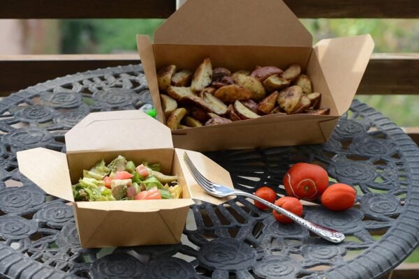 [25 Pack] Take Out Food Containers 45 oz Kraft Brown Paper Take Out Boxes Microwaveable Grease Resistant - to Go Containers - Restaurant, Catering, Food Truck - Recyclable Lunch Box #8 by EcoQuality - Image 5