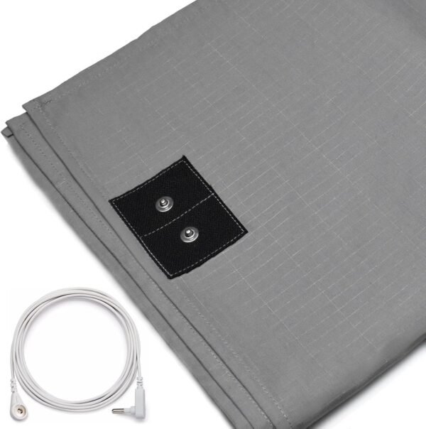 Grounding Sheets 27 * 52 inch, Conductive Grounding Sheets with Grounding Cord, Grounding Sheets for Earth with Silver Fiber & Organic Cotton, Gray