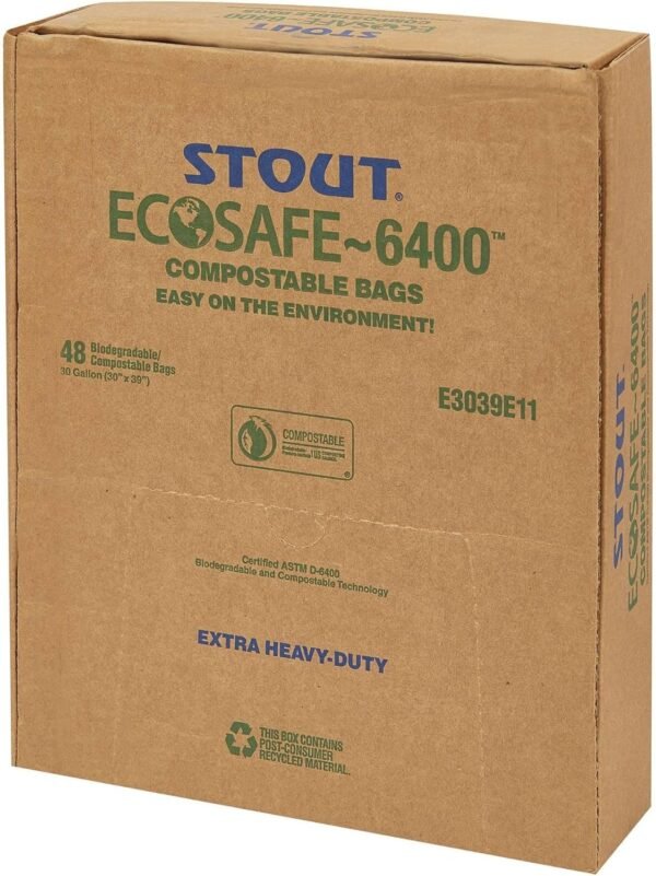 STOUT by Envision E2430E85 EcoSafe-6400 Compostable Bags, 24" x 30", 13 gal capacity, 0.85 mil thickness, Green (Pack of 45) - Image 13