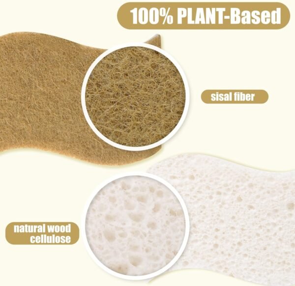 Foamstar Natural Sponges-10 Pack, Eco Friendly Non-Scratch Scrub Sponge for Kitchen, Biodegradable Plant Based Scrubber Sponges for Cleaning Dishes, Odor Free - Image 2