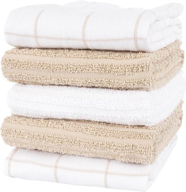 KAF Home Premium Dual Purpose Kitchen Towels (16”x 28”, 5 Pack) | Cotton Kitchen Hand Towels | Absorbent and Plush Dual Purpose Terry Dish Towel Set