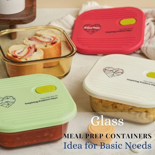 AI LOVE PEACE Microwave Safe Container, Glass Meal Prep Containers Reusable, Glass Food Storage Containers With Lids, Glass Lunch Containers For Adults, Microwave Lunch Box for Dishes & Leftover. - Image 8