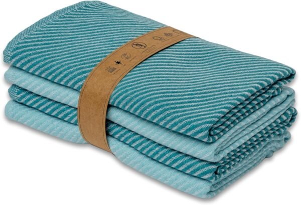 Dish Cloths - Set of 4 - Cotton & Versatile as Wash Rags, Bar Towels, Tea Towels, Washcloths, Cleaning Cloths - Large Size (30"x20") Teal and Oil Blue