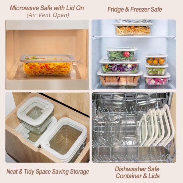 Urban Green Glass Food Storage Containers with Glass Lids, Microwave Safe Glass Food Container Set, Aitight Glass Meal Prep Container Set, LeakProof, 100% Plastic Free, 4 Pack - Image 5