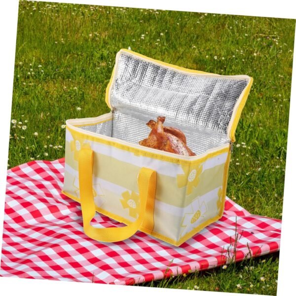 Lunch Bag for Men Picnic Stuff Cool Bag Reusable Bento Basket Food Bag Picnic Cooler Bag Lunch Bags Picnic Kit Insulated Lunch Tote Food Storage Insulation Bag Snack Yellow Alloy - Image 8