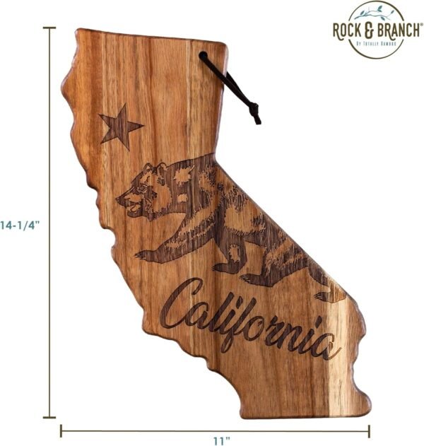Totally Bamboo Rock & Branch Origins Series California State Shaped Cutting Board and Charcuterie Serving Tray, Includes Hang Tie for Wall Display - Image 6