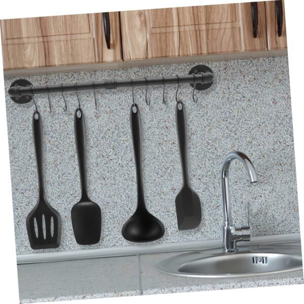 Cabilock 1 Set Pendant Rack Pots Dish Rack Pantry Organizers and Storage Door Wok Tumbler Lid Holder Dish Drying Rack Ring S Hooks Kitchen Rack Pole Racks Drain Duo Crisp Pans Rail Iron - Image 8