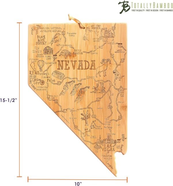 Totally Bamboo Destination Nevada State Shaped Serving and Cutting Board, Includes Hang Tie for Wall Display - Image 7