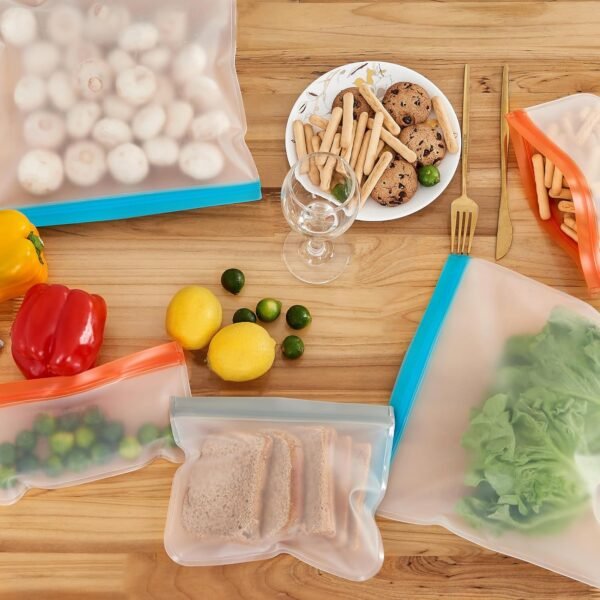 Leetaltree Reusable Food Storage Bags, 10 Pack Dishwasher Freezer Safe PEVA Bags, Leak Proof & Airtight Reusable Freezer Bags for Food Storage and Home Organization - Image 5