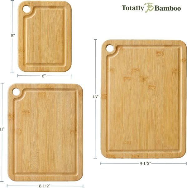 Totally Bamboo 3-Piece Bamboo Cutting Board Set with Juice Grooves; 3 Assorted Sizes of Bamboo Wood Cutting Boards for Kitchen - Image 6