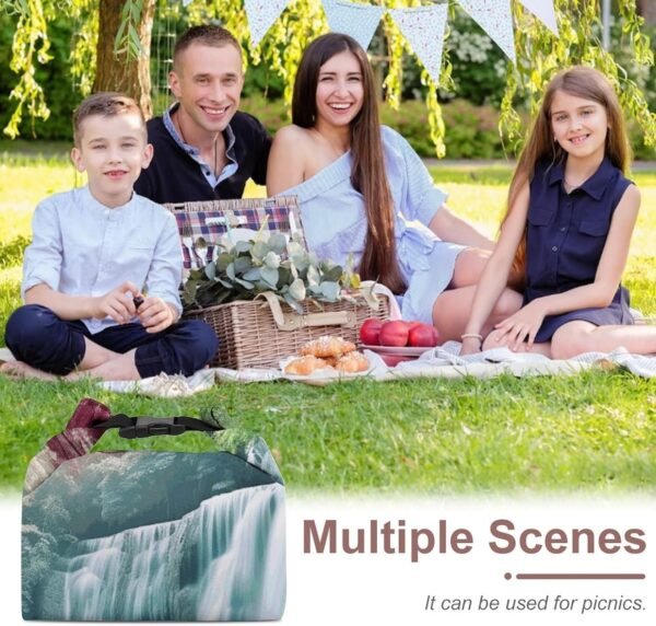 Detachable Meal Bag Waterfall Natural Landscape Print Lunch Tote Bag Insulated Meal Box Container Portable Snack Bag for Picnics,work, 29.5x21x10.5cm, style - Image 7