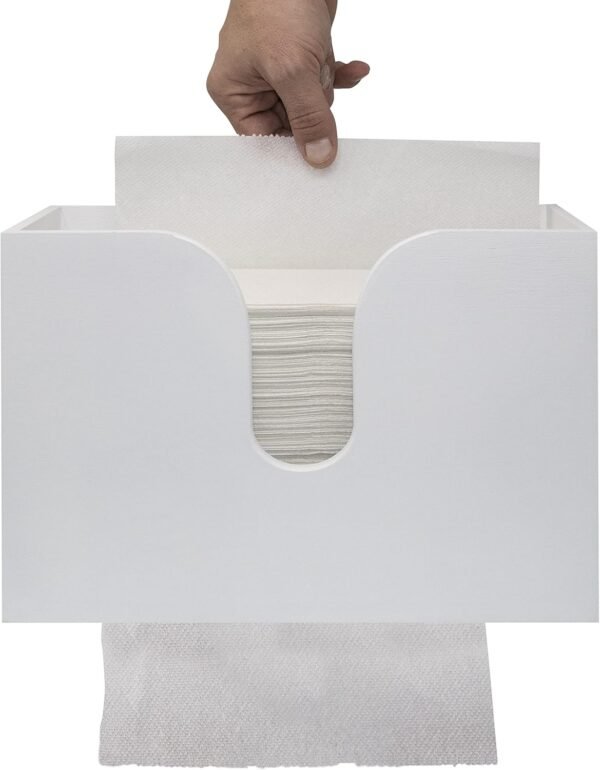 Bamboo Paper Towel Dispenser, Paper Towel Holder Wall Mount & Countertop for Kitchen and Restroom Decor - Holds Multifold Paper Towel, C Fold, Trifold Hand Tissue Napkins.