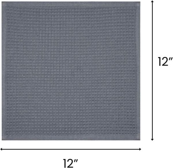100% Cotton Kitchen Dish Cloths, 6 Pack Waffle Weave Ultra Soft Absorbent Dish Towels for Drying Dishes Quick Drying Kitchen Towels Dish Rags, 12 X 12 Inches, Dark Grey - Image 6