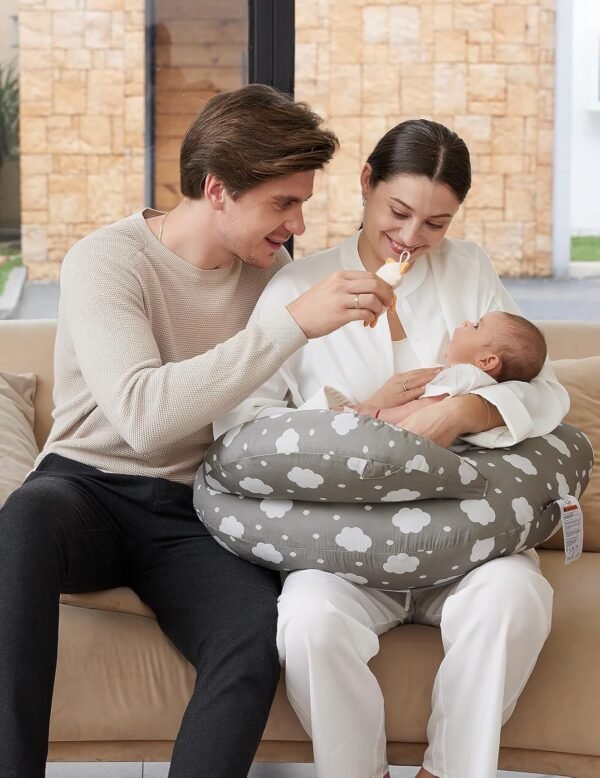 Momcozy Nursing Pillow for Breastfeeding, Original Plus Size Breastfeeding Pillows for More Support for Mom and Baby, with Adjustable Waist Strap and Removable Cotton Cover, Grey - Image 7